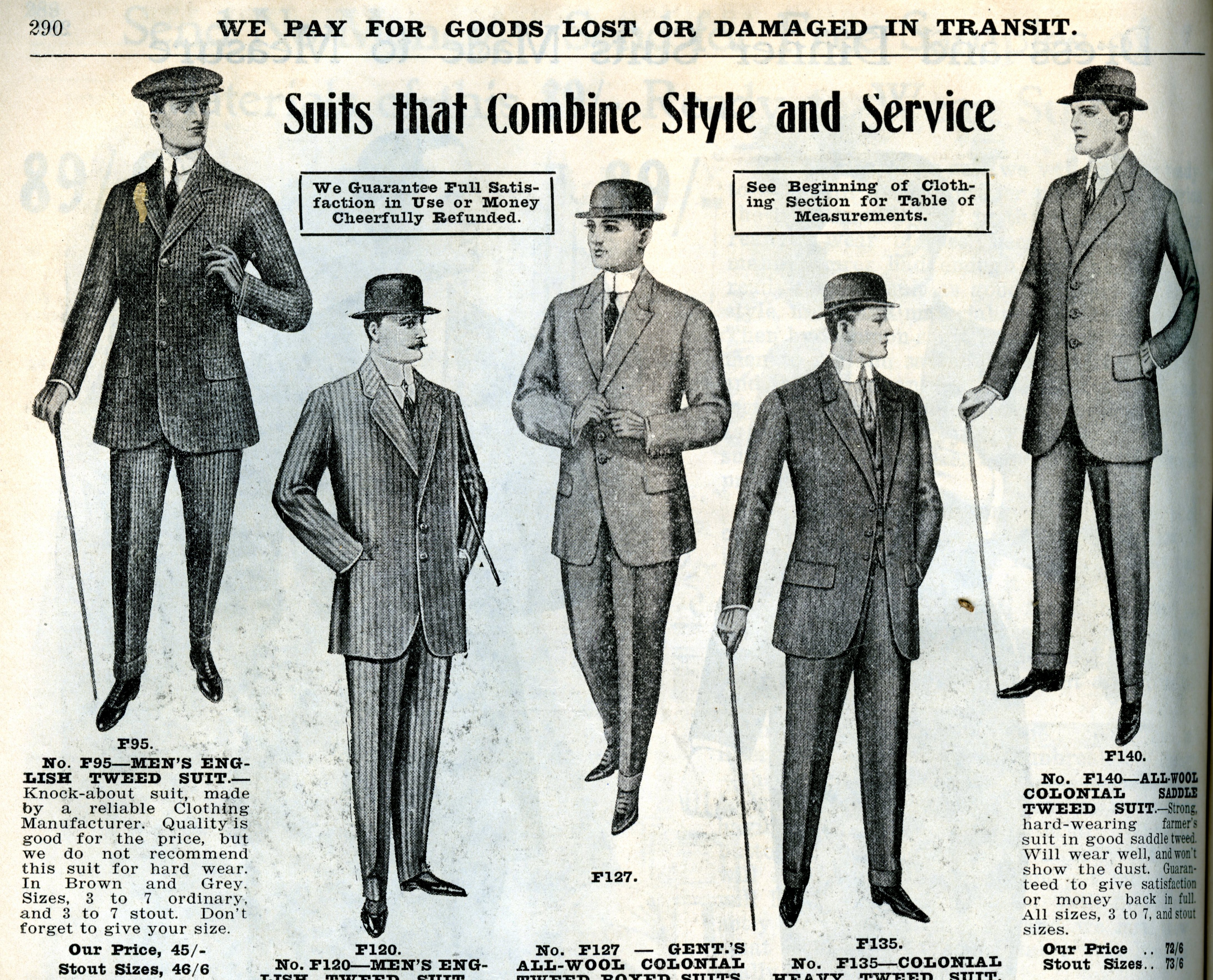 Mens Fashions in a Farmers 1918 Catalogue